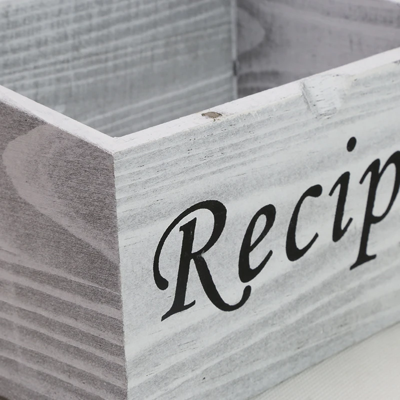 Vintage Style Solid Wooden Recipe Organizer Wood Recipe Box Kitchen Recipe Card Box