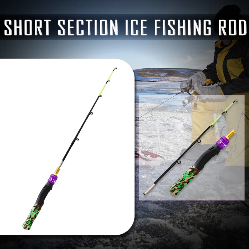 Tcoedm 61cm Ice Fishing Rod Carbon Spinning Winter Raft Shrimp Carp Fishing Child Pole Winter Fishing Rod