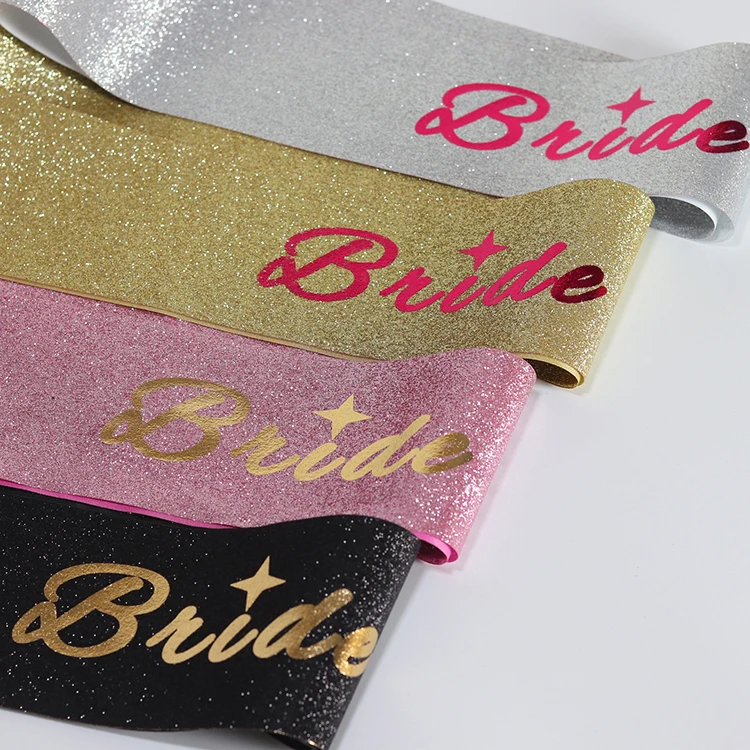 Розово-розовый/золотистый Блестящий Пояс для девичника/пояс для невесты для украшения вечеринки