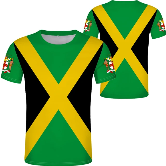 Green Jamaica Flag Pattern Printed Graphic T Shirts Men Fall Tee-shirts Street Wear O-Neck for Outdoor Activity Dropshipping