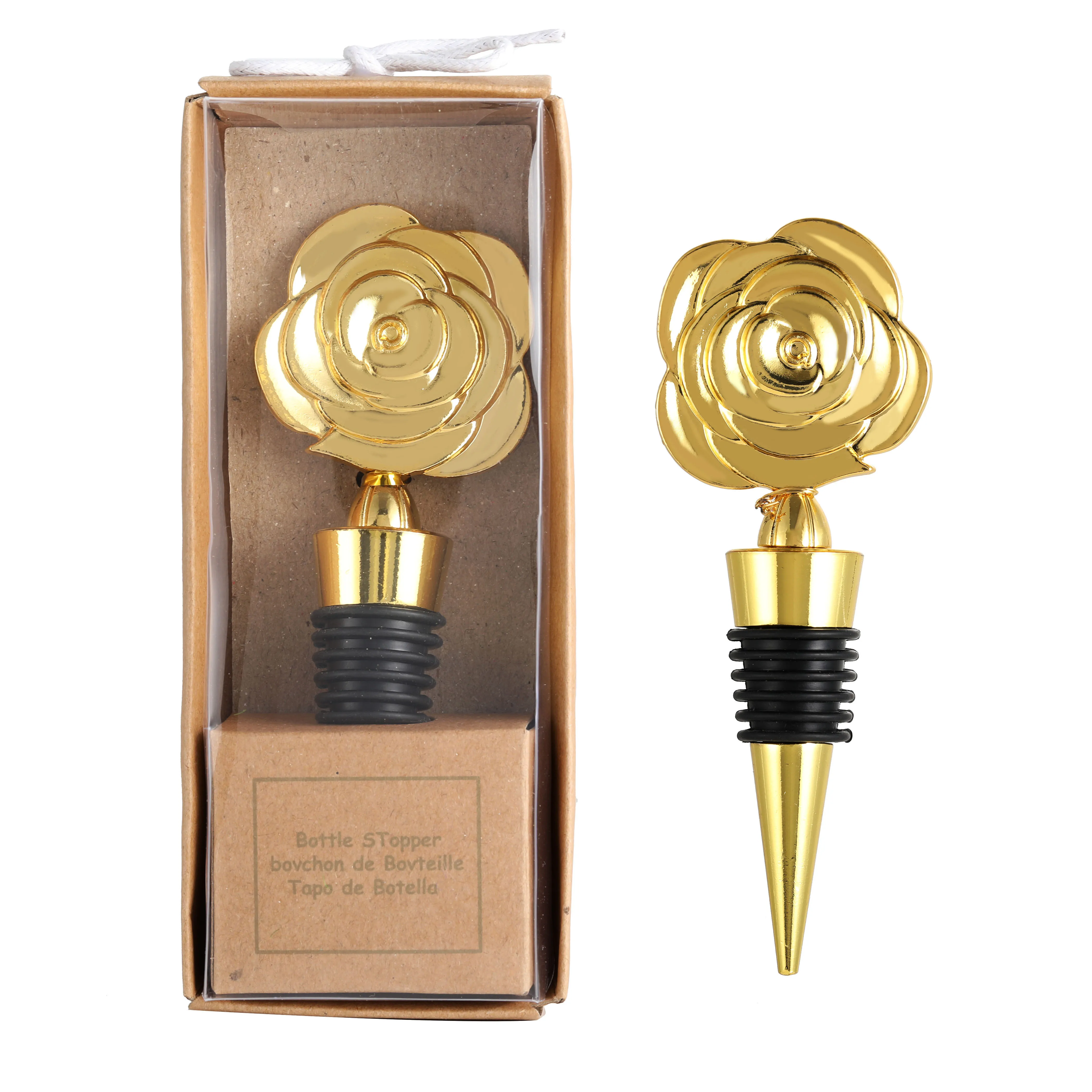 
High quality rose wine bottle stopper zinc alloy metal wine stopper for wedding 