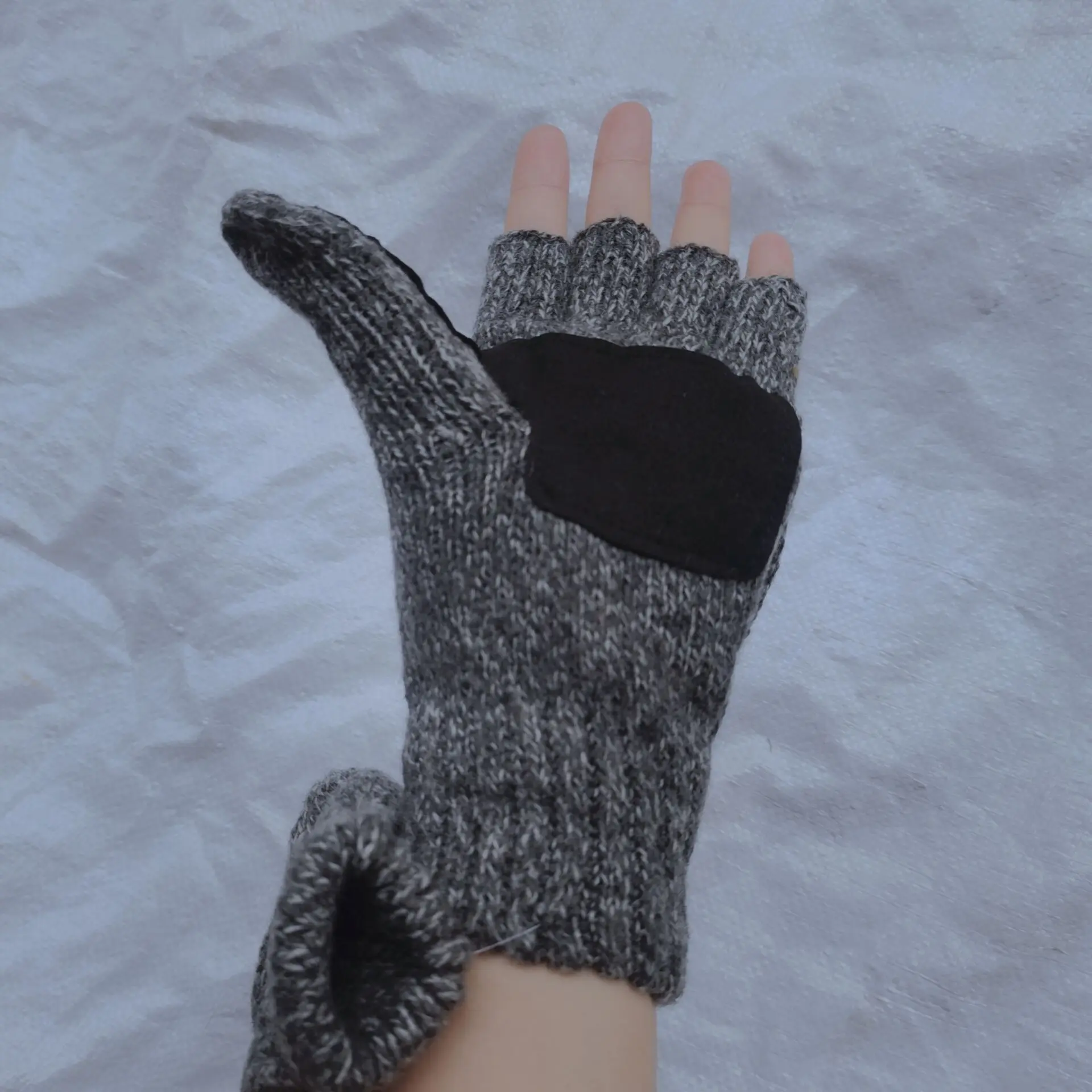 Зимние вязаные перчатки-трансформеры без пальцев шерстяные варежки перчатки теплые для женщин и мужчин