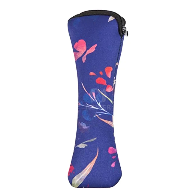 
Wholesale promotional cheapest eco reusable waterproof camping custom printed neoprene fork spoon tableware set case 