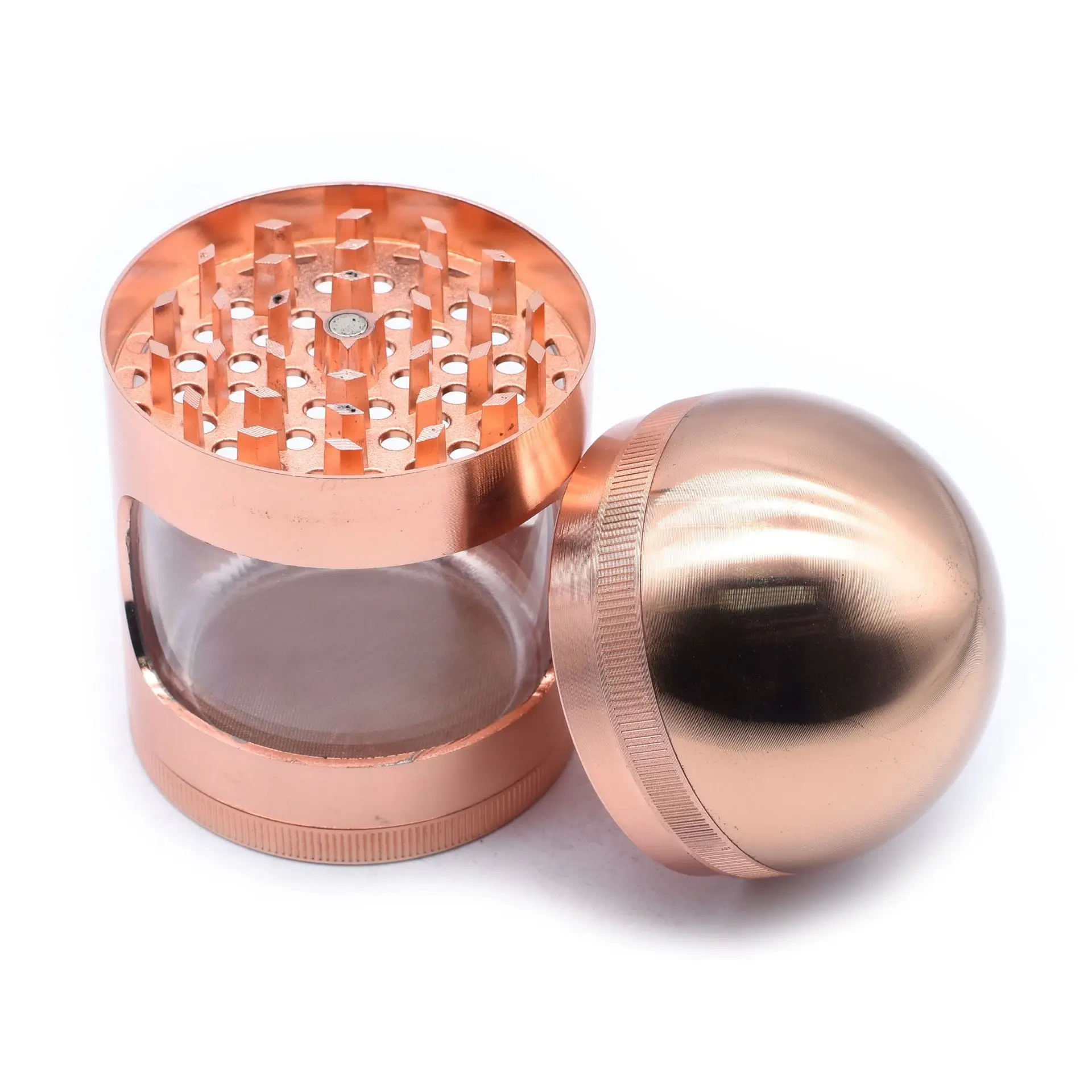 Hot selling wholesale price smoking accessories products 63*103mm height grinder with 4 layer see through grinder spices grinder