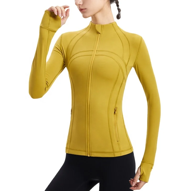 New yoga sports coat women slim running fitness clothing yoga wear long sleeve zipper stand collar yoga tops shirt