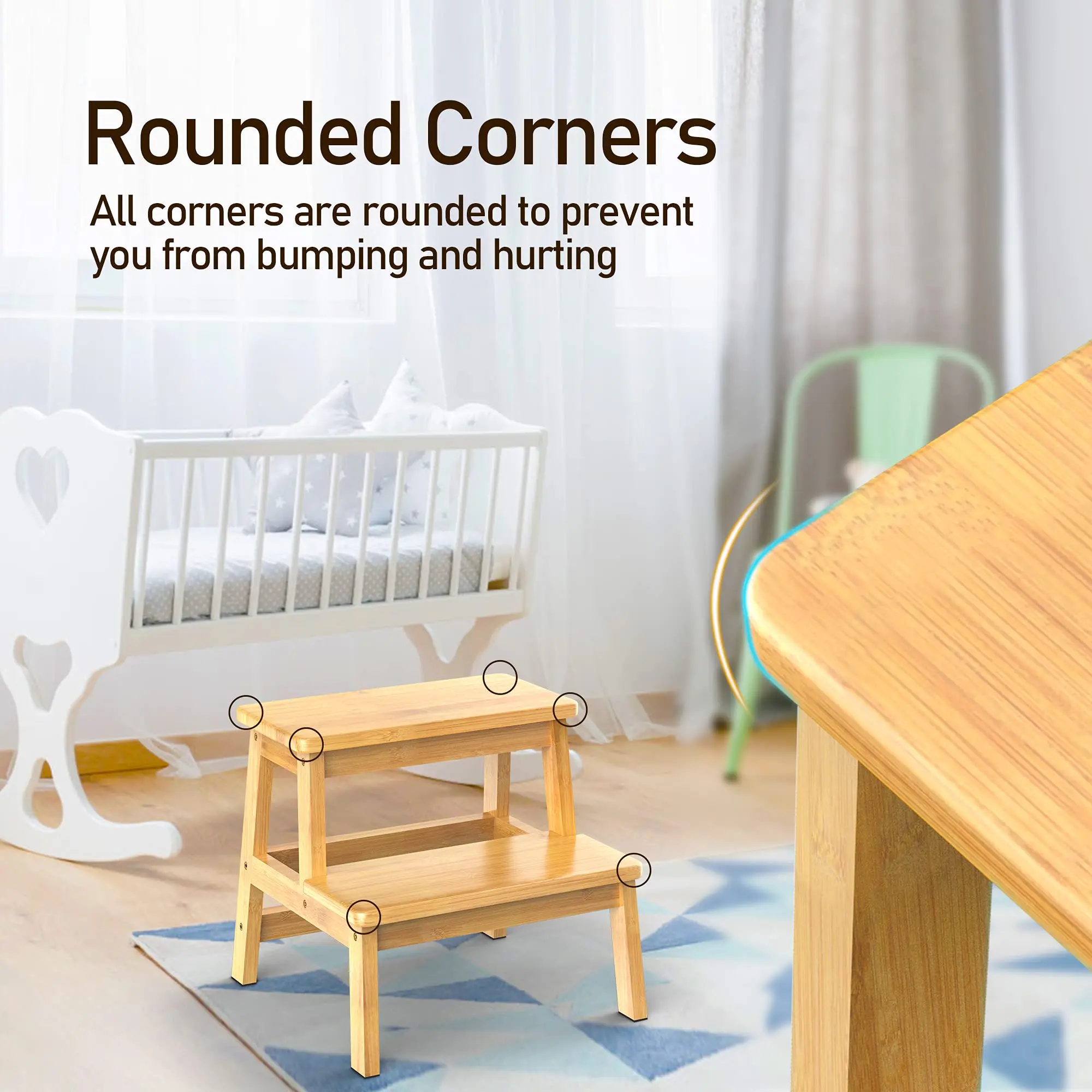 New Arriving Wood Bamboo Kids Stool Step Standing Tower Helper For Kids