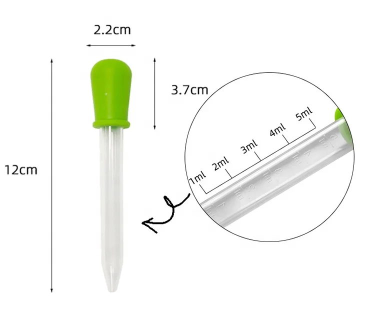 Factory hot-selling 5ml Liquid Food Grade Rainbow Color Silicone Dropper Silicone and Plastic Pipette Dropper