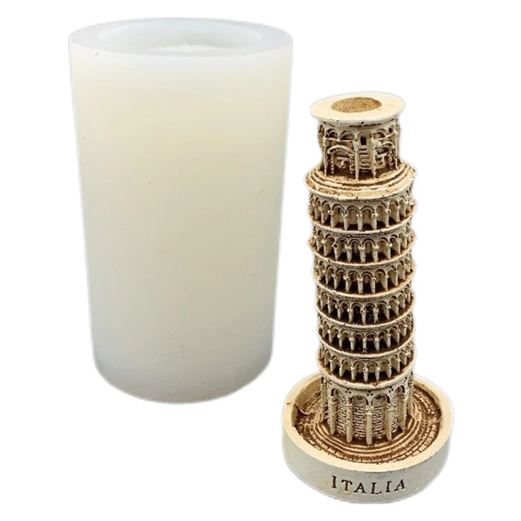 2021 Factory Italian buildings DIY Leaning Tower of Pisa 3d silicone resin molds plaster of paris candle mold