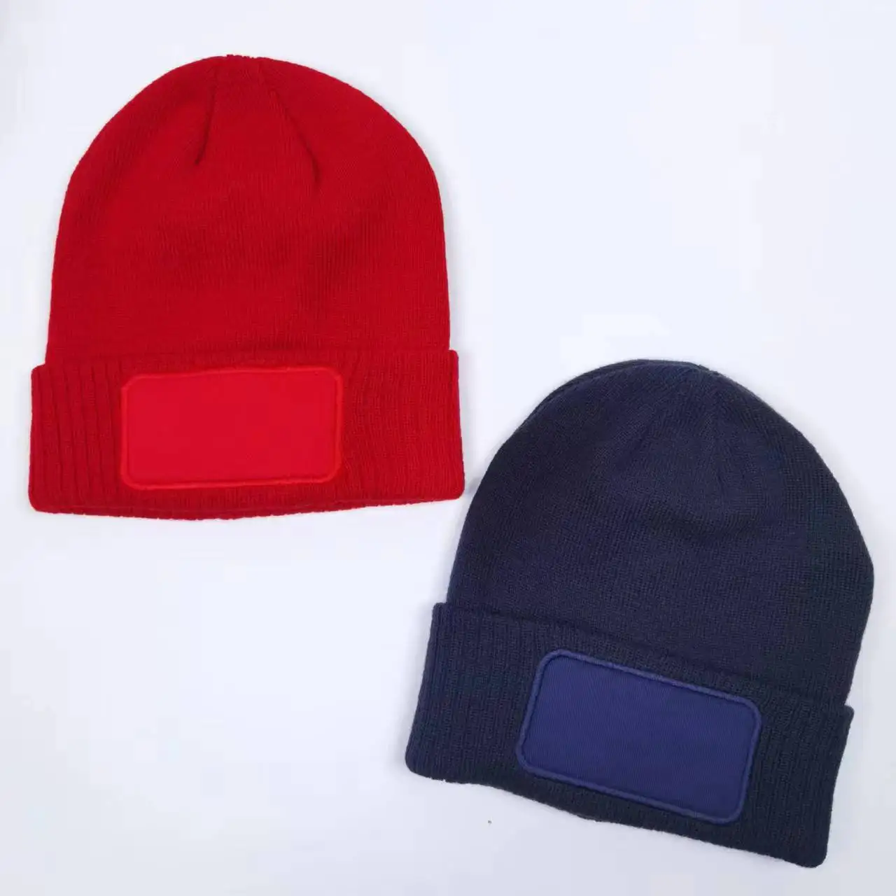 beanies unisex adults warm knitted beanie embroidery woven logo custom Beanie Hat