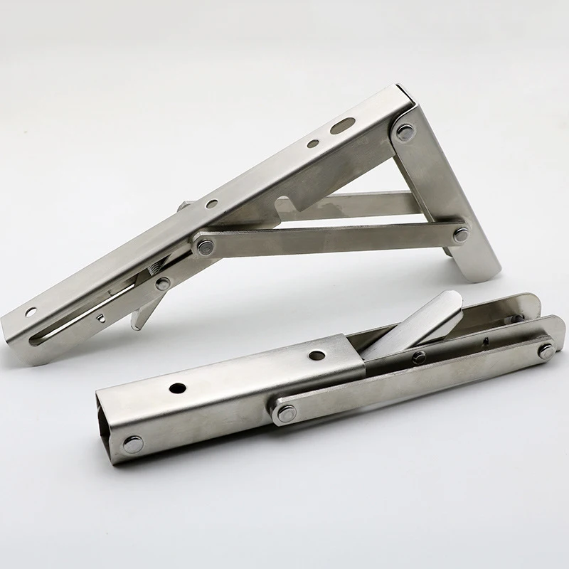 Heavy duty Stainless Steel Wall Mounting Corner Bracket Table Bench Support Bracket 8 inches Folding Metal Shelf Brackets