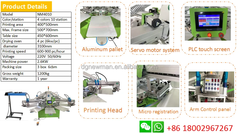 Multi colors 4 color 10 station automatic screen printing machine with 4 Flash Dryer  for t shirt Garments textiles