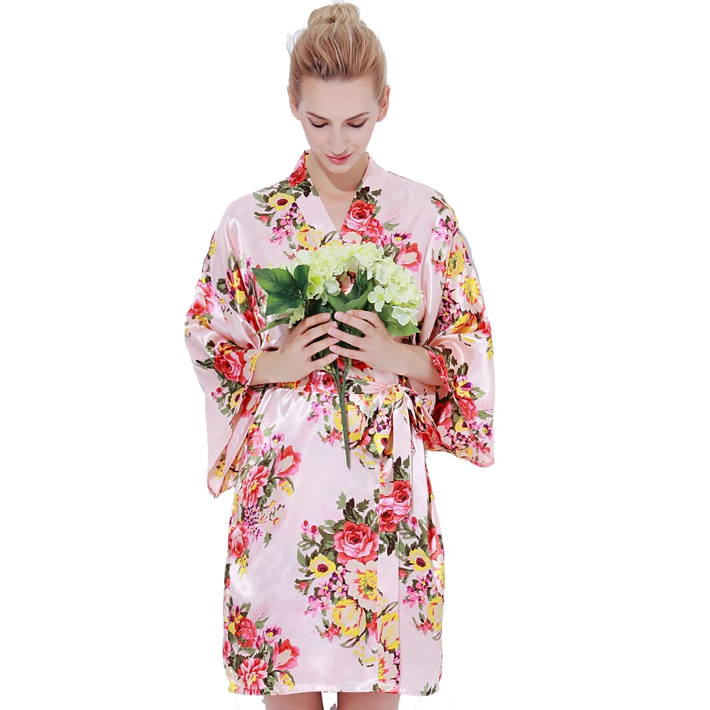 803 Wholesale Summer Womens Ice Silk Crane Sexy Pajamas Silk Bridal Dressing Gown Plus Size Nightgown Bathrobe Sleepwear