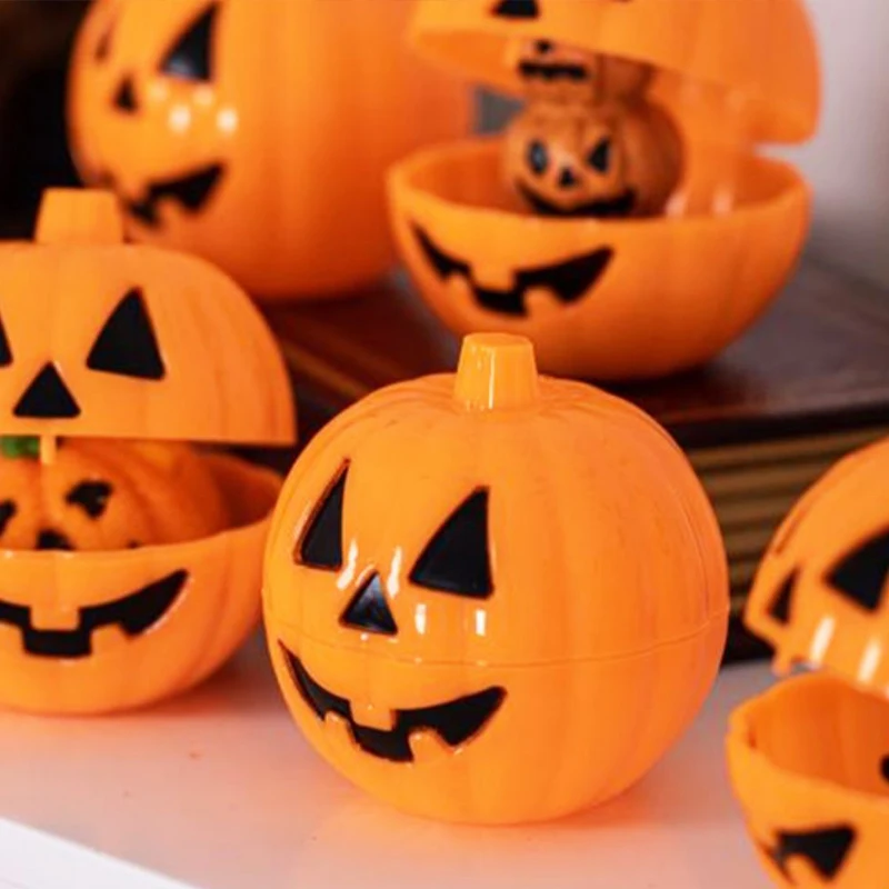 Halloween Pumpkin Bucket Blind Box Twisted Egg Storage Mini Pumpkin Shell Christmas New Year Parties Tricky Open Lid Candy