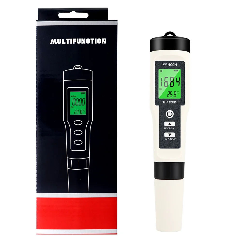 LCD display 0-4000ppb digital H2/ temperature 2 in 1 hydrogen ion water quality monitor tester for drinking /aquariums
