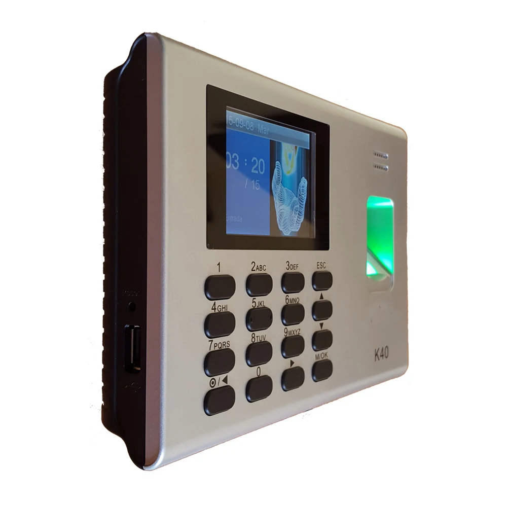 K40 TCP/IP USB Biometric Fingerprint Time Attendance System Employee Office Time Clock  Access Control With Built-in Battery