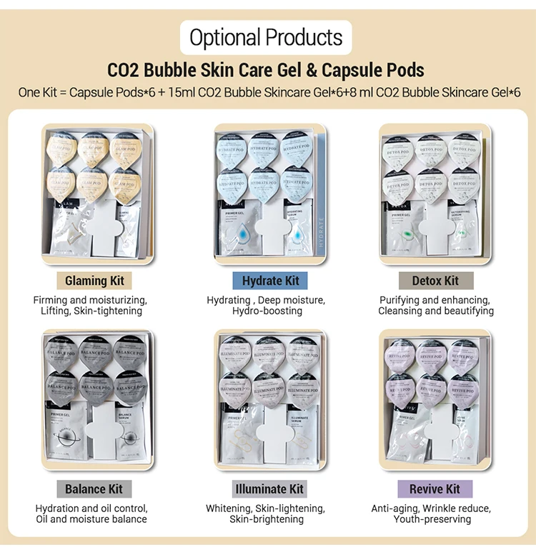 OEM/ODM rechargeable co2 oxygenation skin care oxigen facial machine with Free co2 bubble capsules pods & Gels