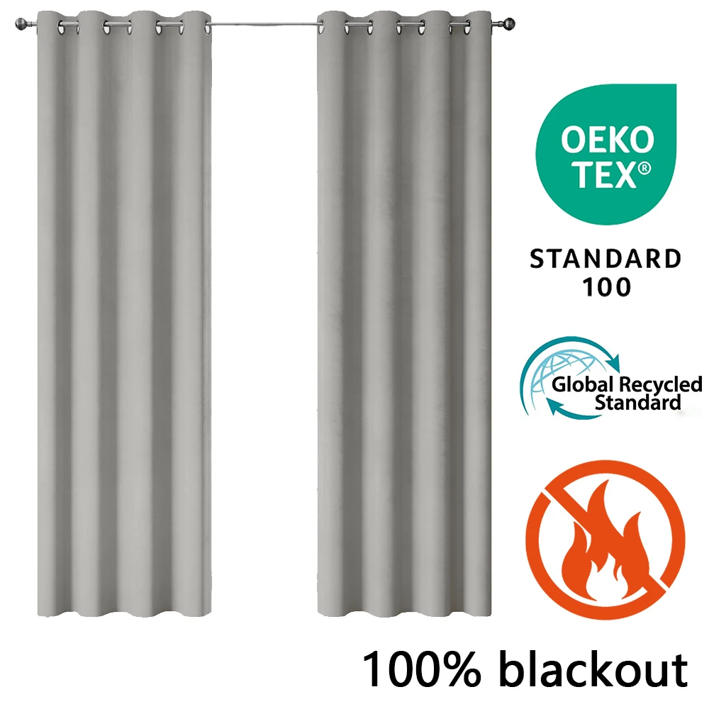 2025 Luxury 5-Star Hotel 100% Blackout Modern Style Fireproof Polyester Hotel Curtain Fabric and Drapes for Home Use