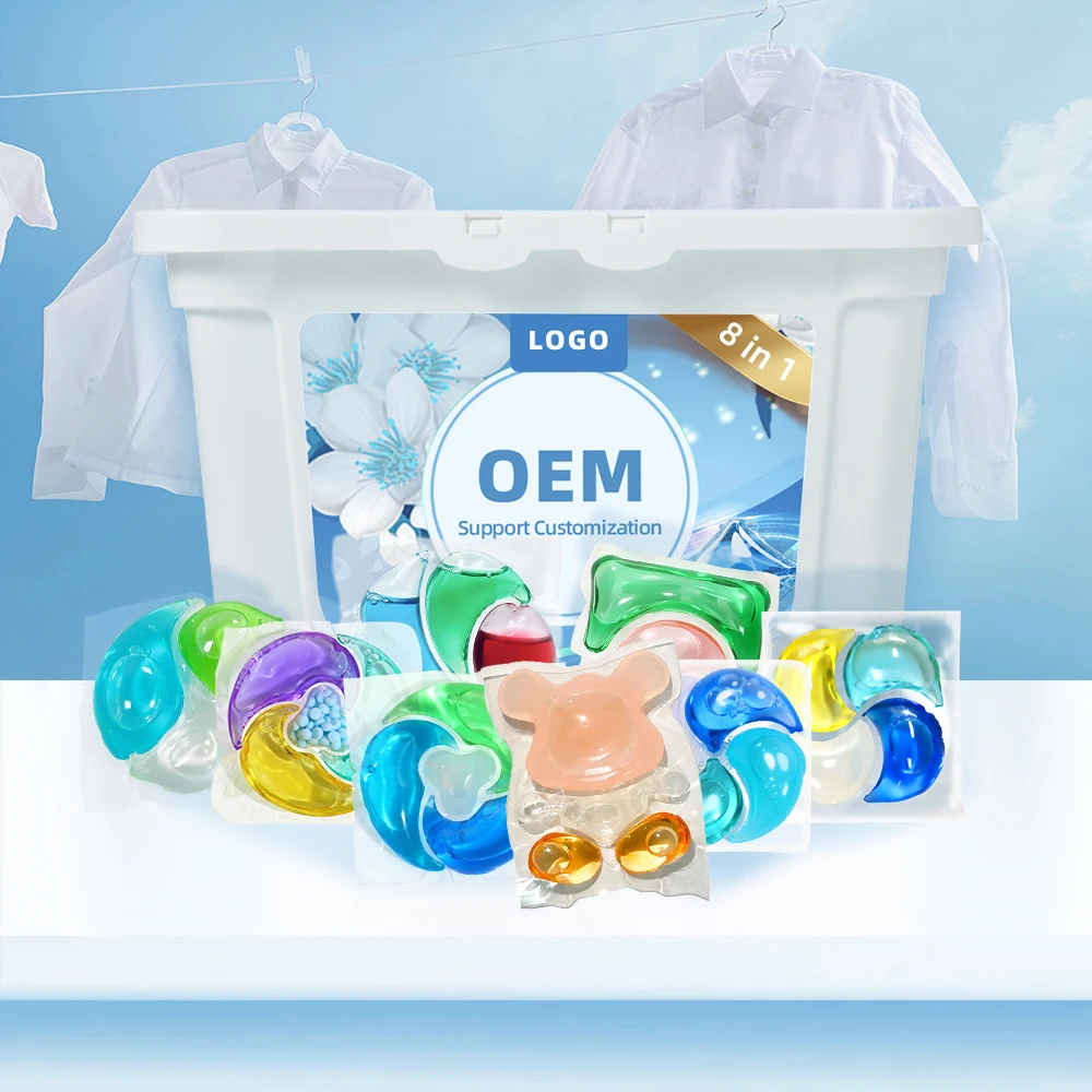 OEM Low Foaming Deep Clean Laundry Pods Capsule 4in1 99% Mite Antibacterial Removal Water Soluble Laundry Detergent Pods