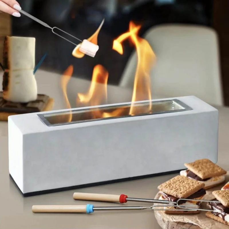 Adding green Factory custom logo Concrete Indoor tabletop smokeless Propane fire pit portable Ethanol Fireplace
