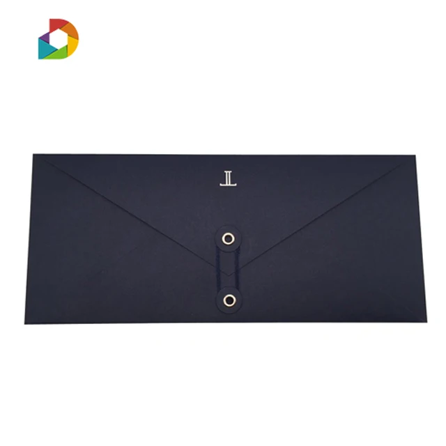 Custom Printed Recyclable Kraft Envelope with Button and String Closure Handmade Paper Envelopes Customized Offset Printing M-74