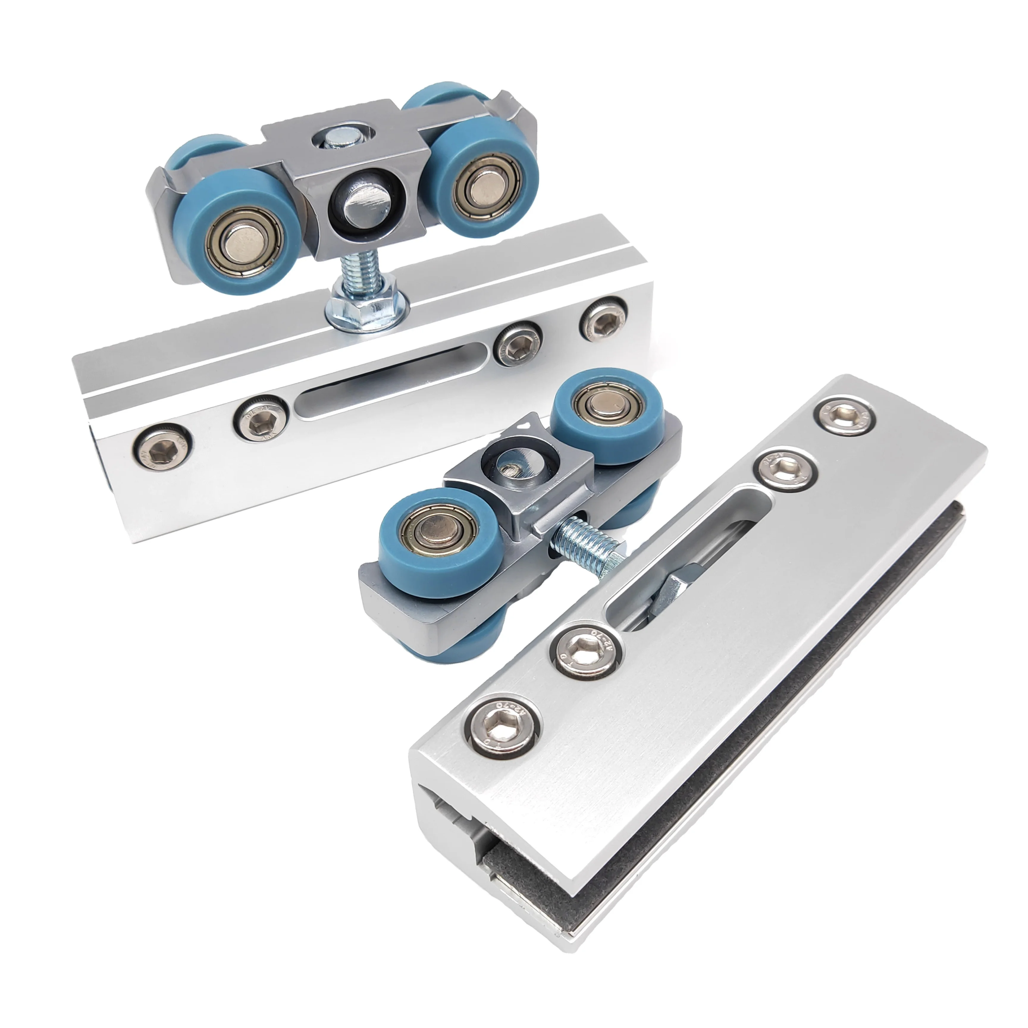 Frameless Glass Clamp Glass Sliding Door Roller without Hole on Glass HL-084-06  Single Door System HEBO Hardware 3 Years