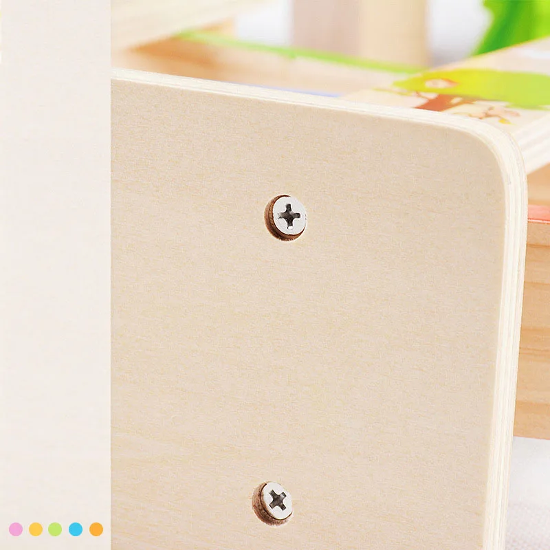 Wooden Train 4-Layer Race Track & 4 Mini Inertia Race Car Sliding Toy Rainbow Baby Toddler Motor