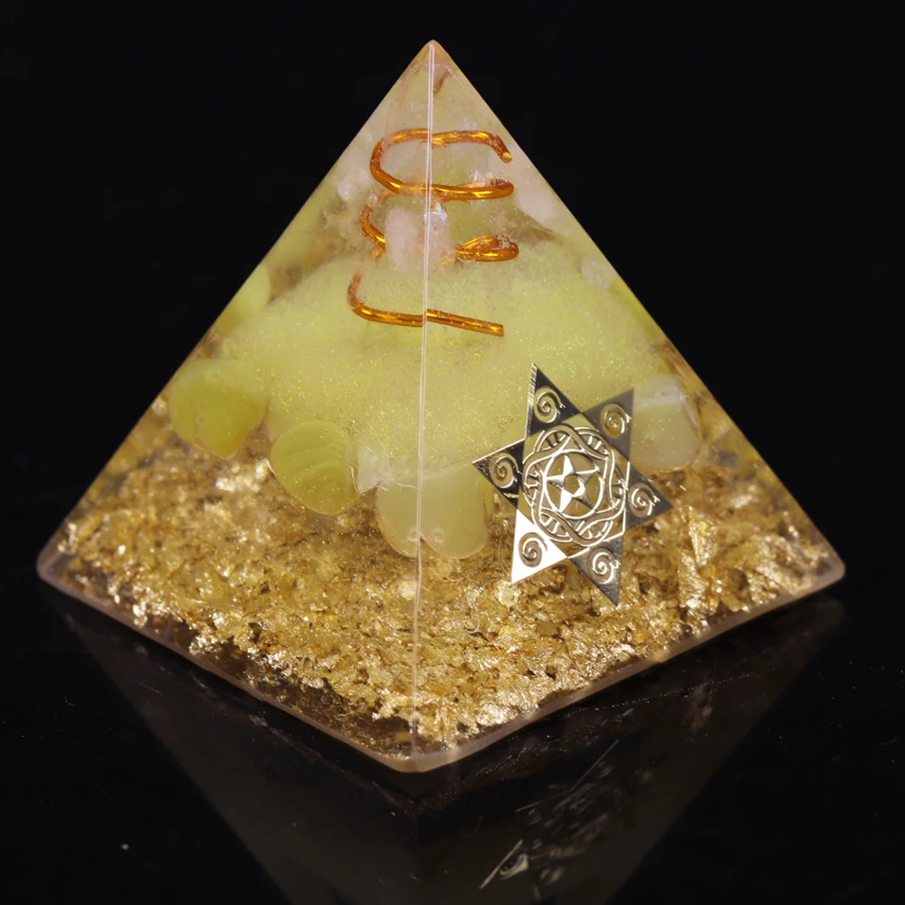 Reiki Orgonite Pyramid Natural Citrine Energy Generator Pyramid  For Emf Protection Chakra Healing Meditation