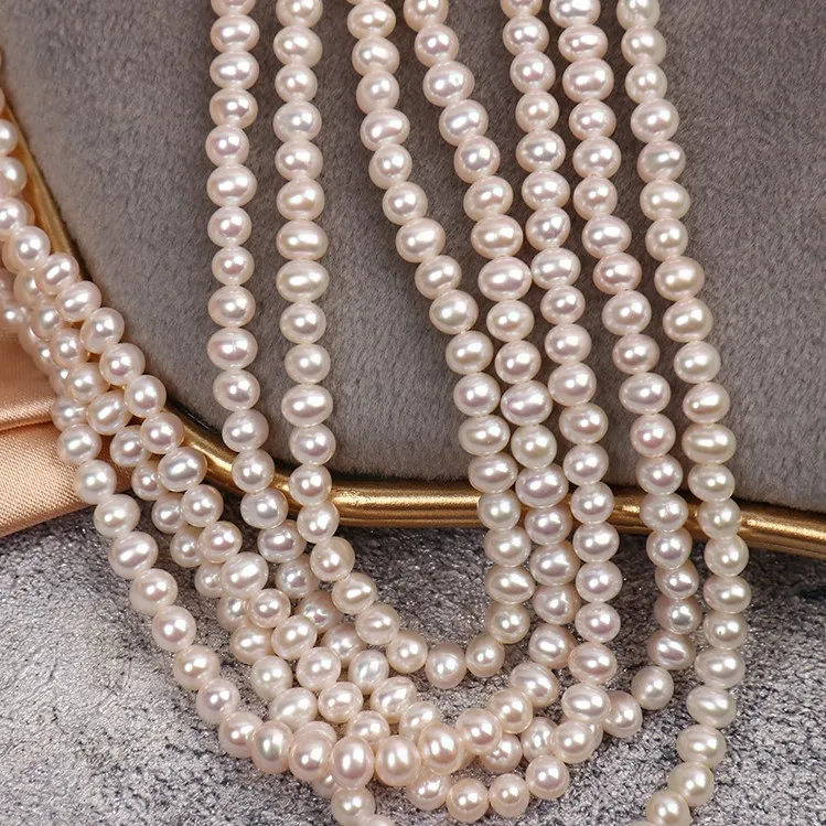 
3-3.5mm punch strong light white powder natural fresh water pearls loose beads semi-finished naked pearls 