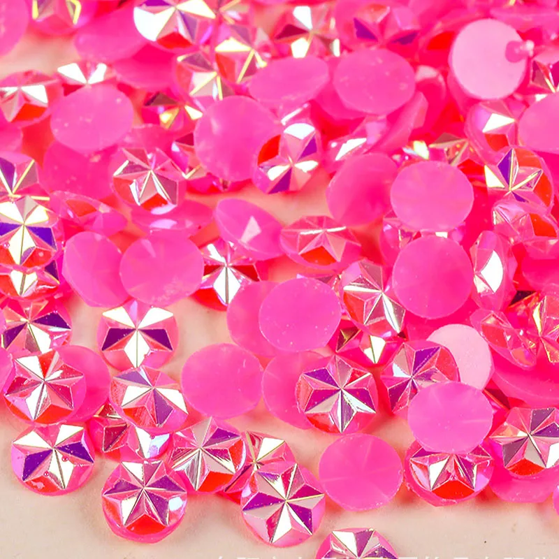 Factory Sales Jelly Bottom Ice Flowers Shape Round Strass Stones Flatback Resin AB Rhinestone For DIY Crafts Stick