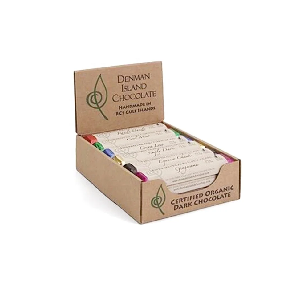 LOGO Printed Paper Cardboard Boxes Kraft Paperboard Ginger Lemon Flavor Energy Bars Packaging Counter Display Box