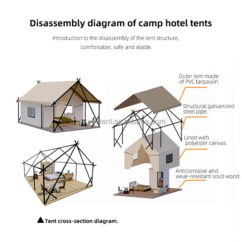 Glamping Safari Tent Luxury Canvas Resort Hotel Outdoor Camping Safari Tent