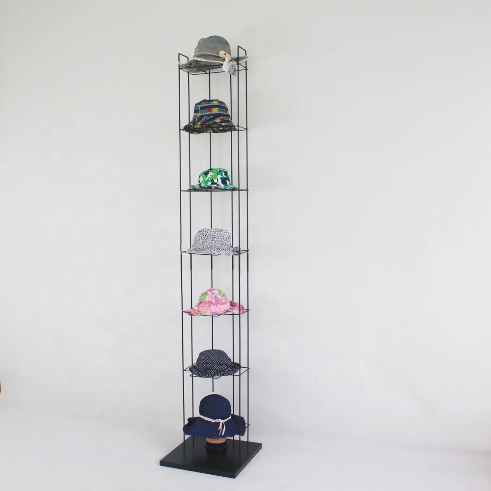 Custom Retail Store Golf Sun Baseball Trucker Cowboy Fitted Fedora Hats Caps Vertical Metal Wire Display Rack Stand Holder