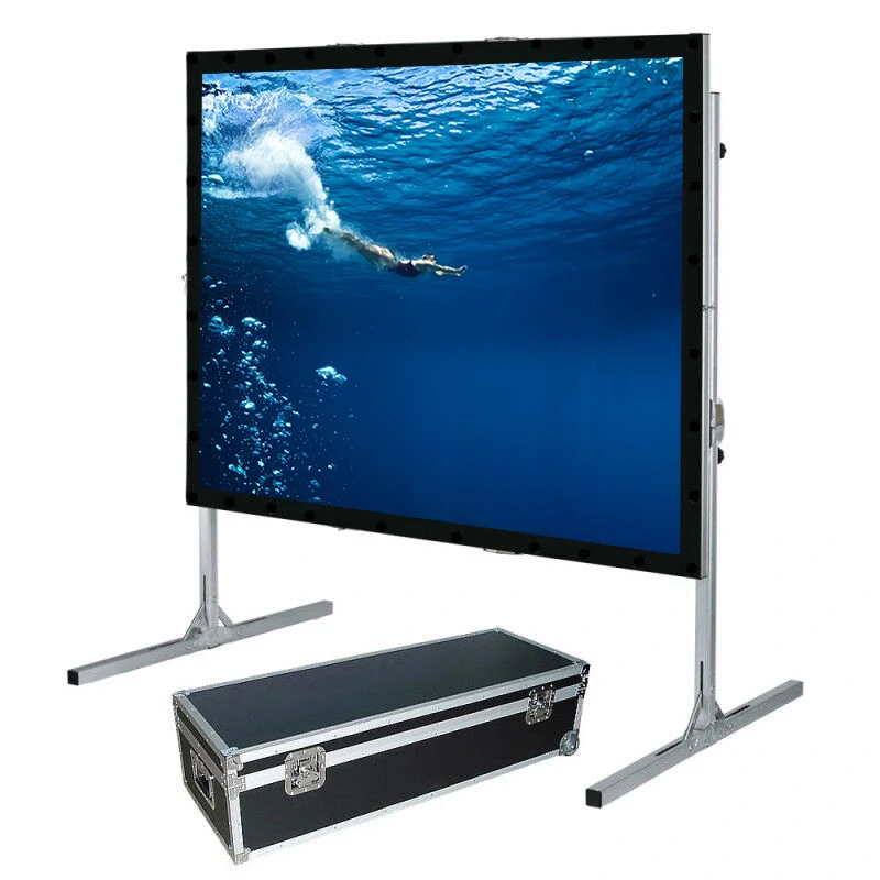 16 9 Fast Folding Projection Screen Outdoor Rear Portable Foldable Portable Projector Projection Screen With Aluminium Frame