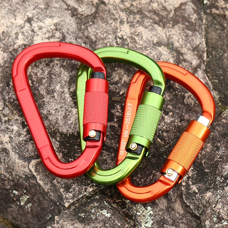 JRSGS 25kN Light Weight Aluminum Outdoor Carabiners With Auto Lock Gate Snap Hook Carabiner for Climbing S7103TN
