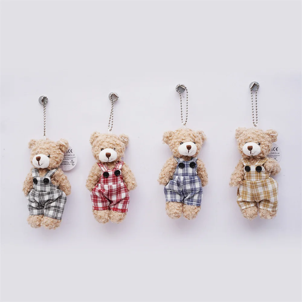 Brown/Colorful Bear Bag Pendant Plush Doll Car Keychain Bookbag Pendant Creative Gift Cute cartoon plush teddy bear doll
