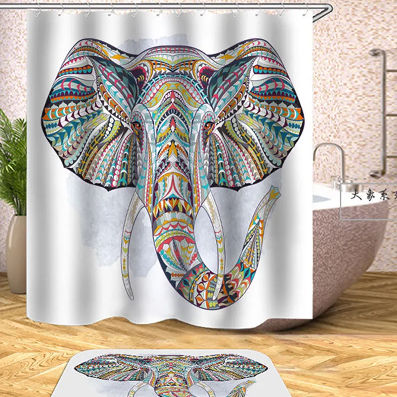 Custom 3D Elephant Print Shower Curtains With Best Quality