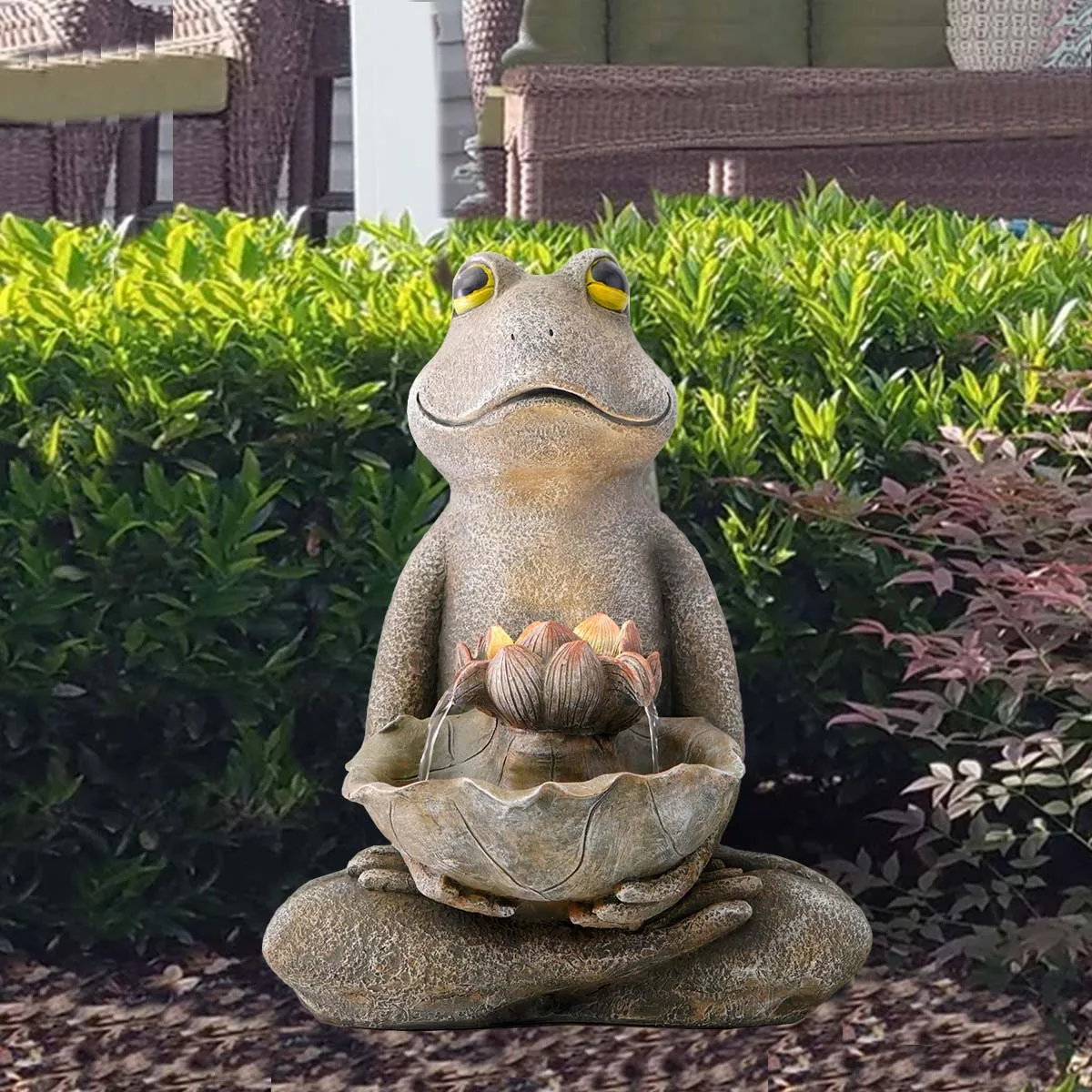 Manufacturer Garden Outdoor Decorative Custom Frog Shape Waterfall Fountain With Led Lights