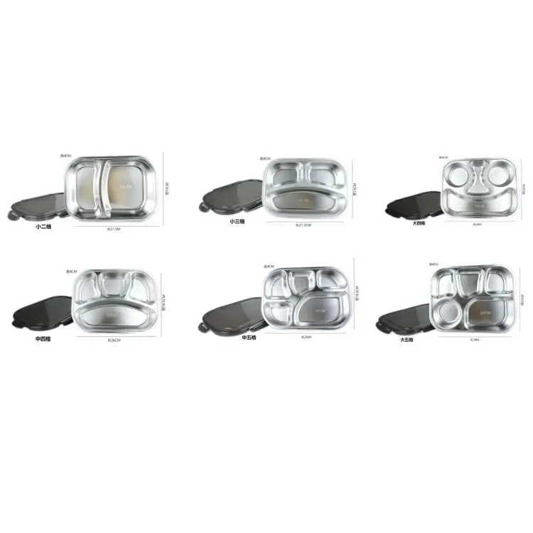 YongFa Stainless Steel Hot Lunch Box Tiffin 4 Contenter 2-5 Compartment Lunch Bento Box Food Storage