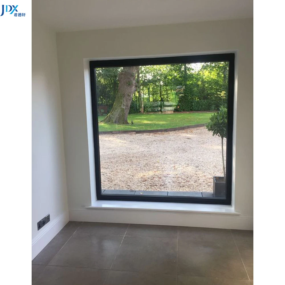 Hurricane Impact Bulletproof Fixed Window Canada Black Aluminum Fixed Windows Fixed Glass Window For House