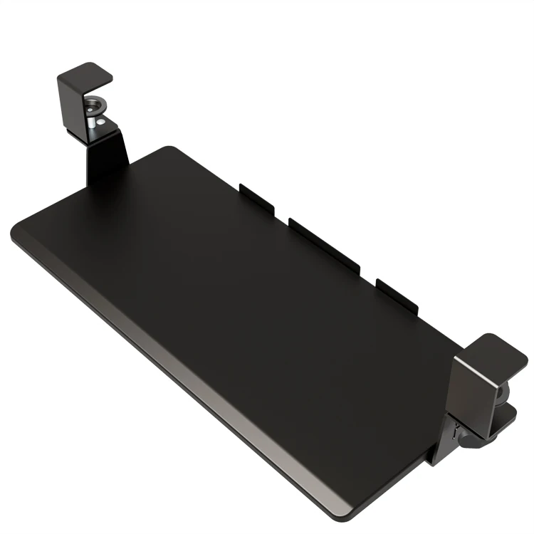 AUKI Black Key Board Clamp Tray Quick Release Keyboard Tray Under Desk Clamp Keyboard Tray