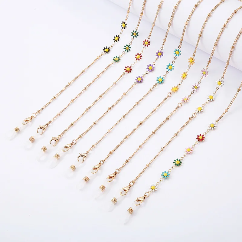 New Sunglass Frames String Strap Metal Eyeglass Retainer Eyewear Holder Fashionable Pearl Flower Metal Glasses Chain for Women