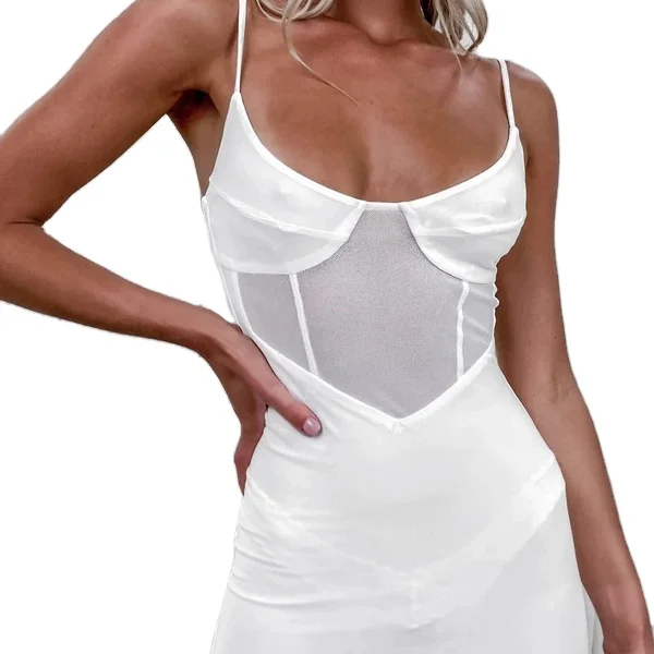 Stylish Spaghetti Strap Tulle Mesh Club Sexy  Dresses Transparent Evening Ladies Bodycon Party dress Custom Design