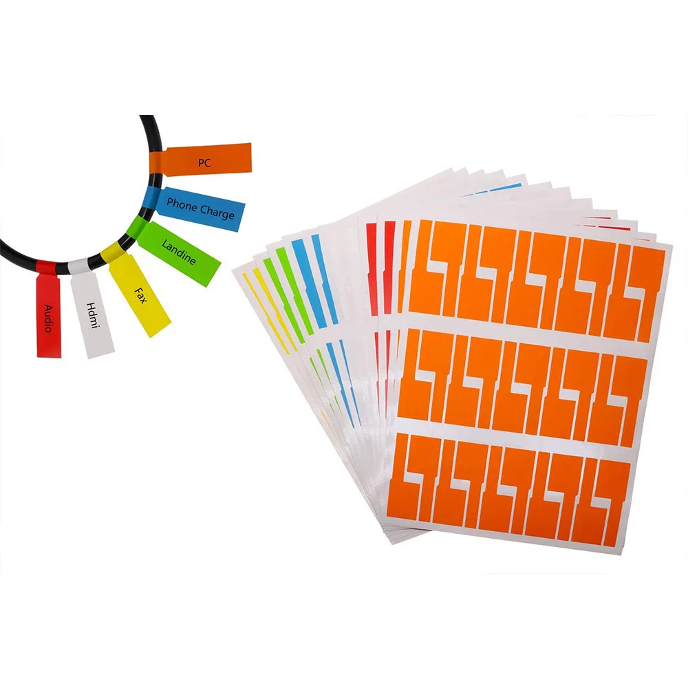 Promotional custom waterproof wire cable labels sticker tags support writing and printing