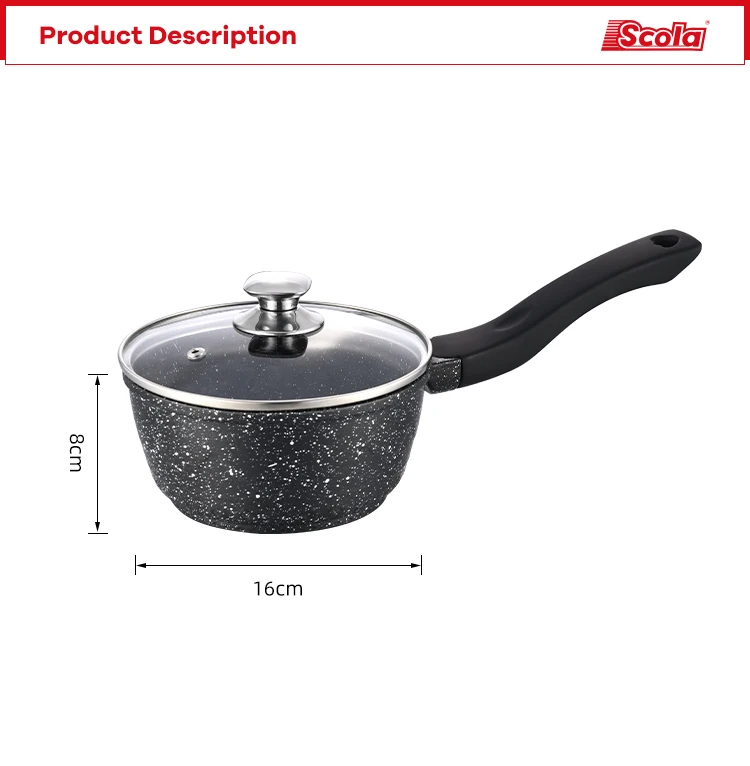 Milk Pan Pressed Aluminum Nonstick Cookware Round Saucepan With Lid Easy Cleaning Non Stick Pots