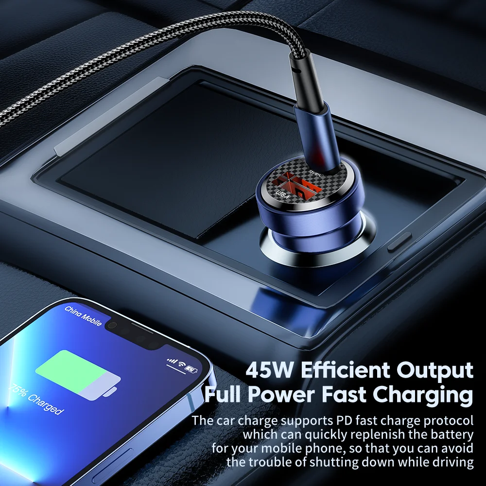 Mini Portable dual ports 30W Car Charger Transparent USB C PD Car Charger Smart Phone Type C Car Charger