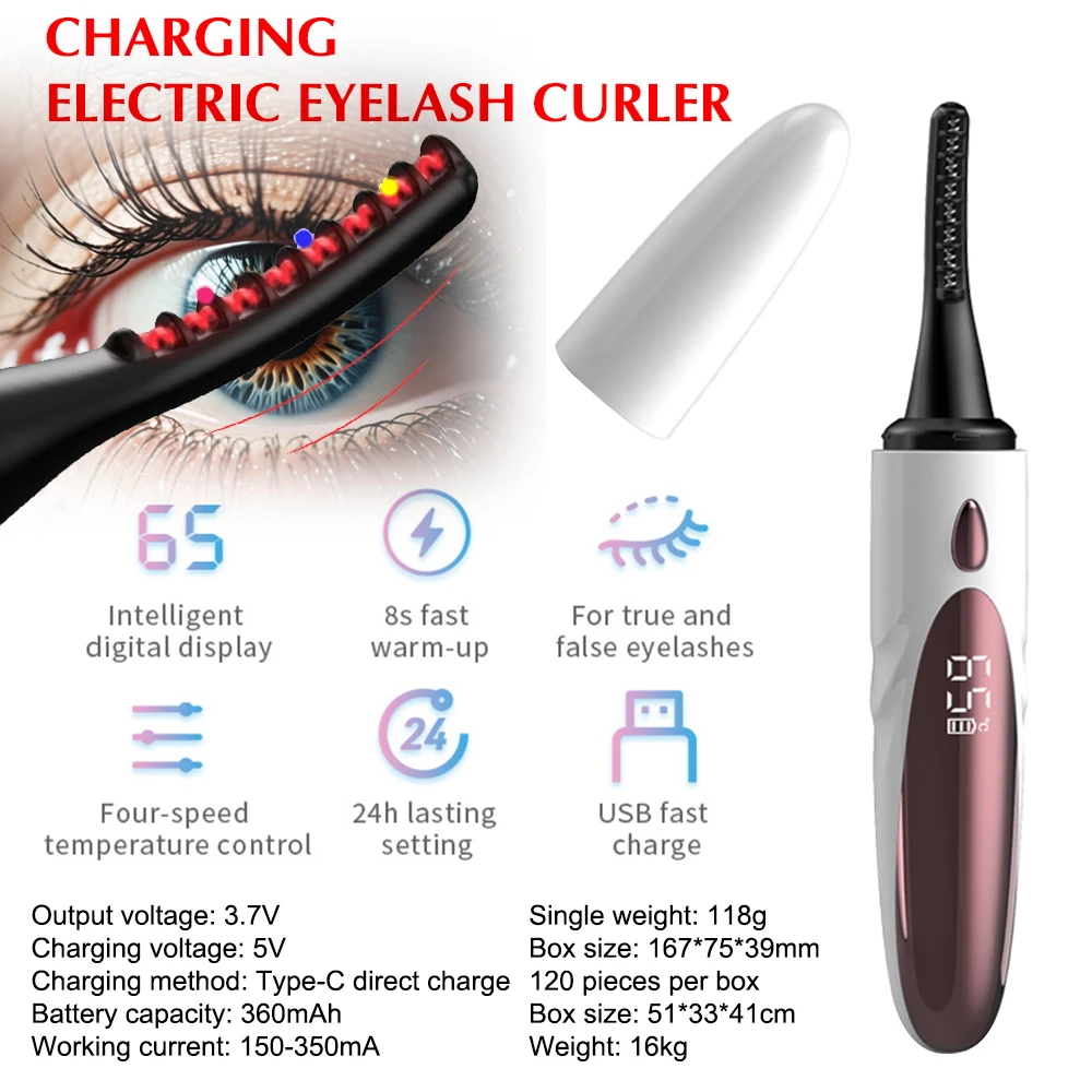 Portable Usb Rechargeable Lash Lift Long Lasting Naturally Electric Heated Eyelash Curler