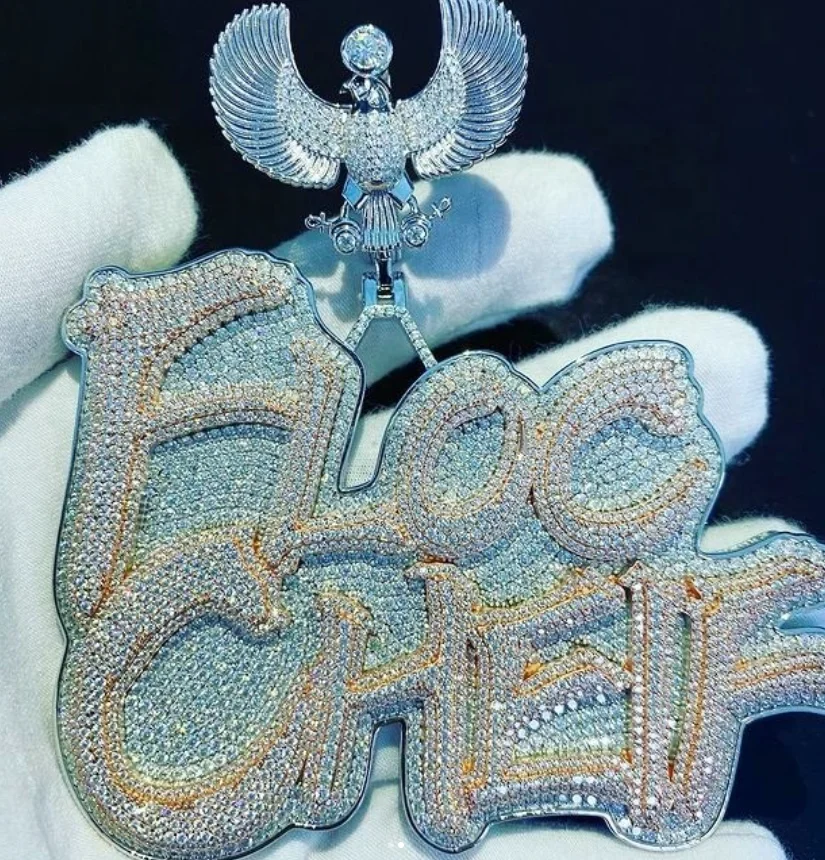 High Quality Vvs Moissanite Iced Out Full Diamonds Letter Initial Name M Jewelry Personalized Good Quality Custom Pendants