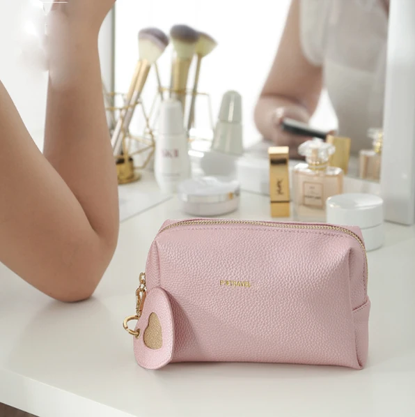 Elegant oem cosmetiqueras de maquillaj kosmetiktasche zum bedrucken vegan PU leather cosmetic bag