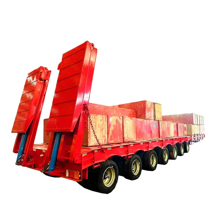 Luyi 7 Axle 100 Ton 18m air Suspension Lowbed Semi Trailer with Automatic Ramps