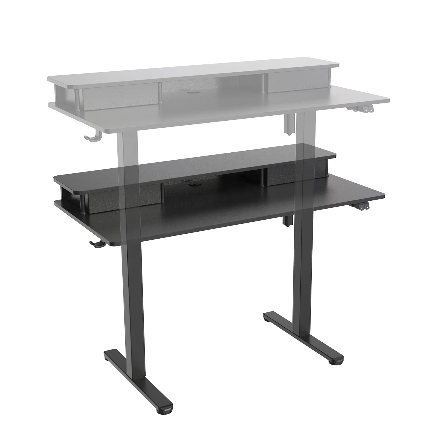 V-mounts adjustable wooden desk for commercial use with Desktop double drawers and threading hole VM-JSD5-01-2P-S